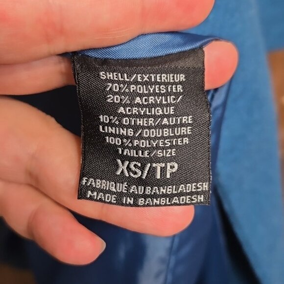 Suzy Shier Size XS Blue Button Down Midi Length Pea Coat - Picture 8 of 9